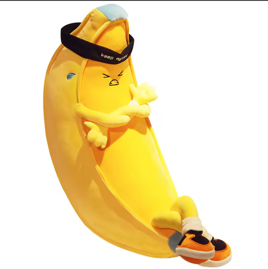 Silav® - Banaan Knuffel - Bananenkussen - 58cm - Pluche Speelgoed - Geel - Grappig Gezicht